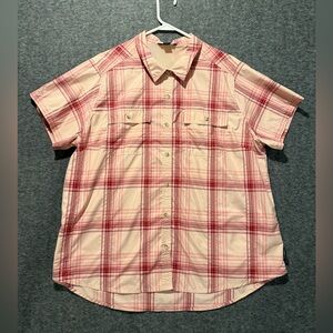 Eddie Bauer Adventure Shirt Womens XXL pink plaid button up light hike fish
